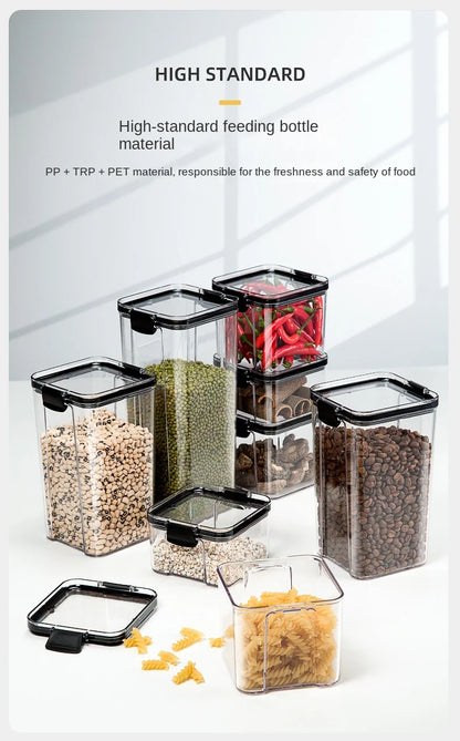 Juego de recipientes herméticos de cocina – Contenedores grandes de plástico para granos con tapas a prueba de humedad para almacenar alimentos y condimentos