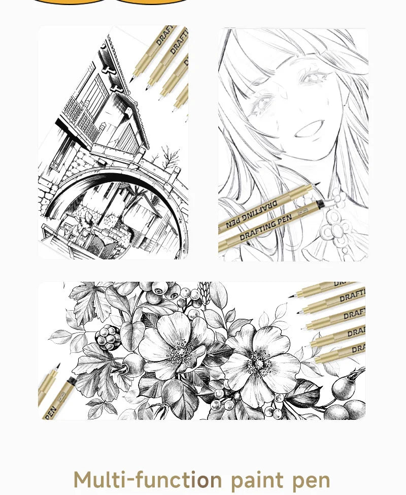 Manga Black Fineliner Marker Set – 1/6/9/12PCS Fine Tip Drawing Pens for Sketching, Comics & Art