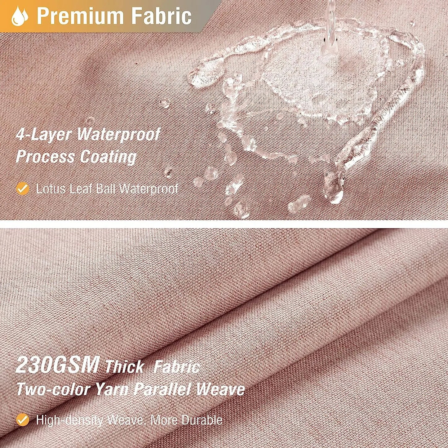 Cortina de ducha de lino de lujo – Cortina de baño de tela impermeable con ganchos de metal