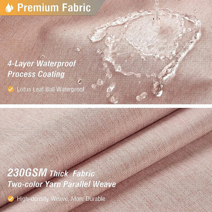 Cortina de ducha de lino de lujo – Cortina de baño de tela impermeable con ganchos de metal