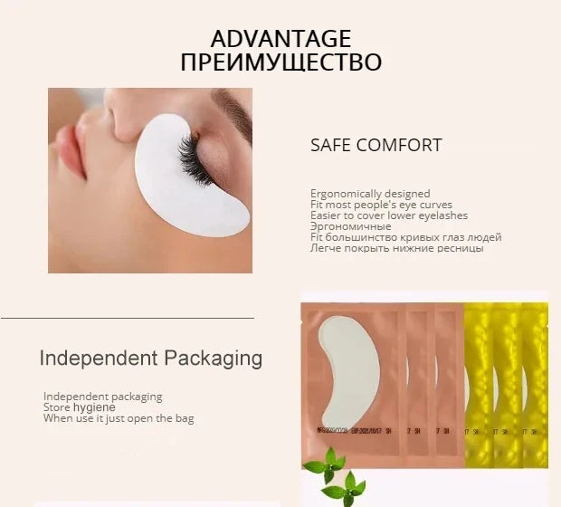 25/50/100 pares de parches para extensión de pestañas LAUKISS – Almohadillas sin pelusa debajo de los ojos para construcción de pestañas, pestañas postizas y aplicación de belleza
