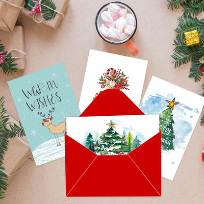 10PCS Christmas Fold Greeting Cards with Envelopes – Merry Christmas & New Year DIY Gift Cards for Xmas Party Decor