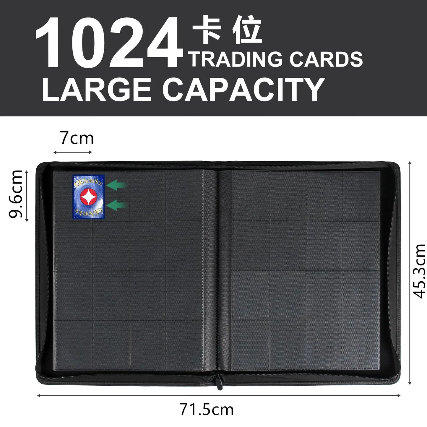 Carpeta de cartas TCG de 1024 bolsillos – Álbum grande con cremallera impermeable para colección de cartas Pokémon, Yu-Gi-Oh y otras cartas coleccionables