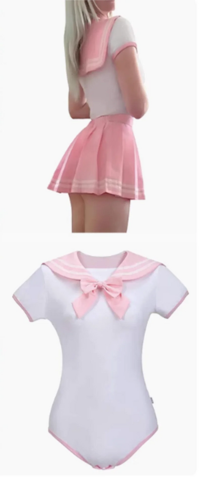 Sailor Moon Cosplay Romper Costume – Cute Girl Cotton Bodysuit Set | Pleated Skirt Pajama-Style Outfit (Women / Party Wear)