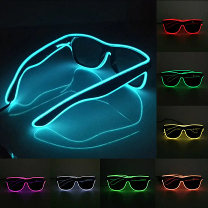 LED EL Wire Light-Up Glasses – Flashing Neon Party Sunglasses for Festivals, Raves & Cosplay