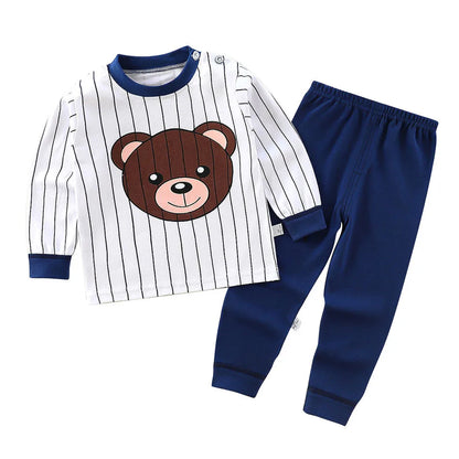 Conjunto de pijama de algodón para niños – Ropa de dormir de dibujos animados de otoño invierno para niños y niñas, conjunto de ropa de descanso suave para niños, ropa de noche acogedora y conjunto para el hogar para un sueño cómodo