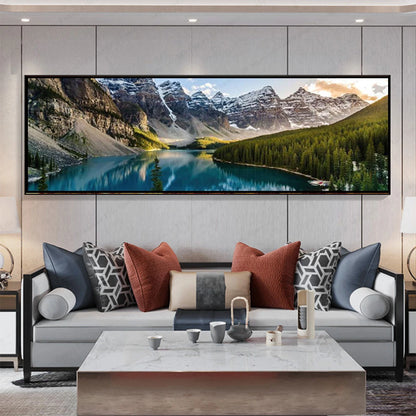 3D Landscape Canvas Wall Art – Mountain Lake Forest Scenery Painting Poster for Living Room, Bedroom & Home Decor