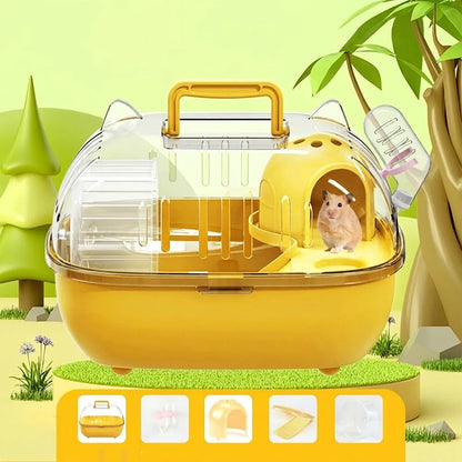 Transparent Hamster Carrier Box – Large Space Ventilated Travel Cage with Escape-Proof Design, Handheld Small Animal Habitat