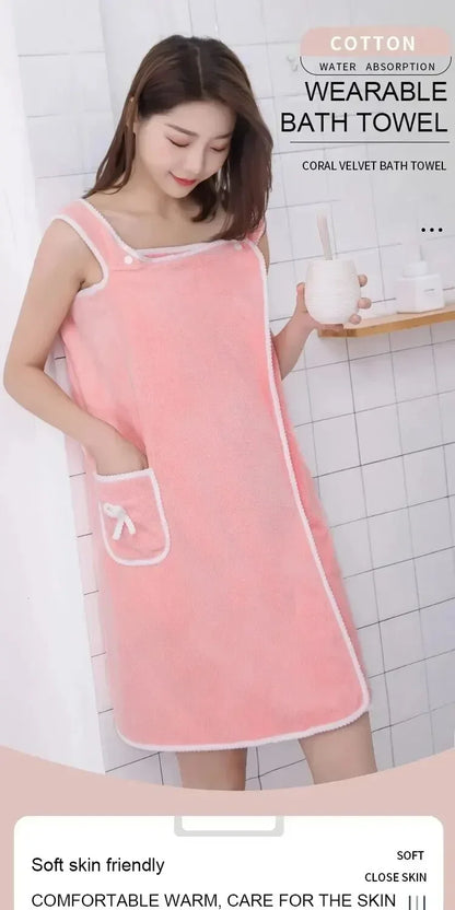 Women’s Wearable Bath Towel 85×140cm – Fast Drying Shower, Beach, Spa & Gym Bathrobe Wrap