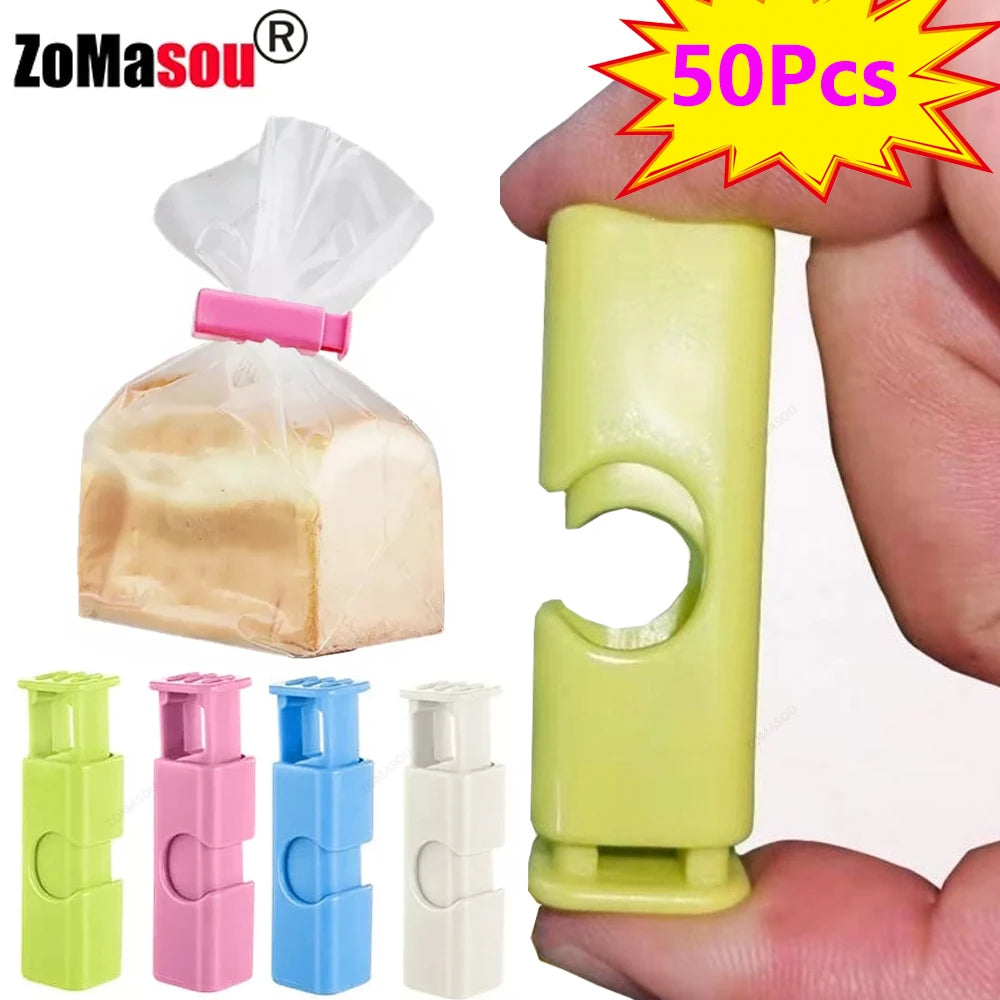 1/50PCS Reusable Food Sealing Clips – Spring Clamp Bag Clips for Bread, Snacks & Wrap Bags, Fresh-Keeping Kitchen Storage Organizer