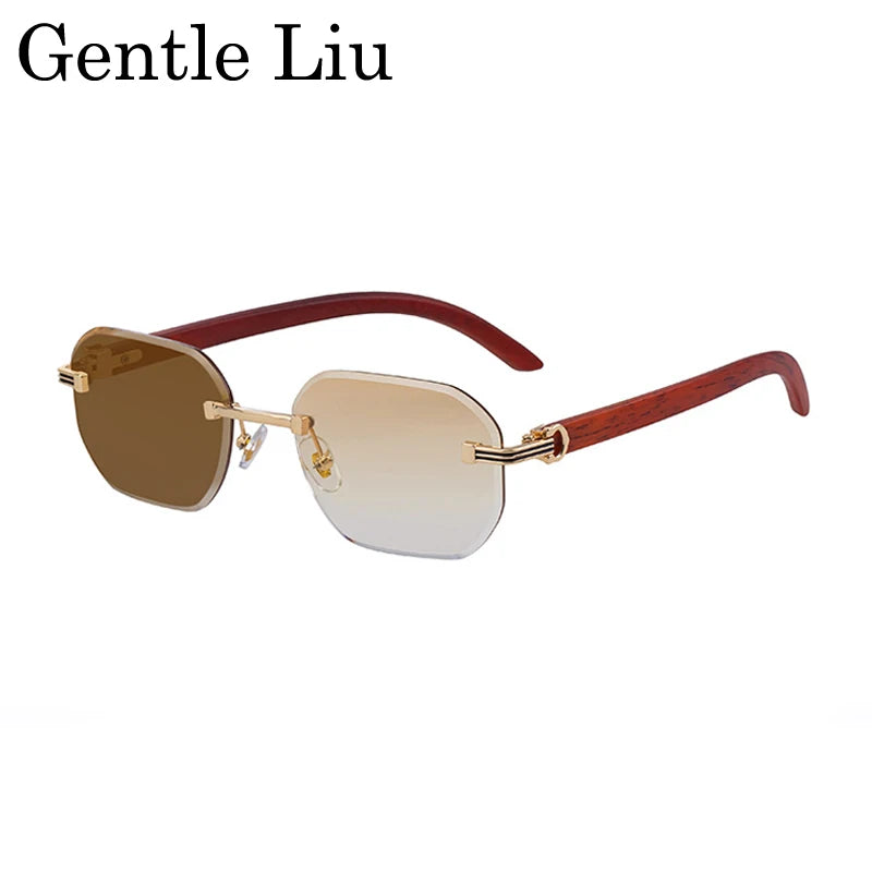 Vintage Square Rimless Sunglasses for Men – Frameless Punk Eyewear with UV400 Lenses, Trendy 2026 Fashion Glasses