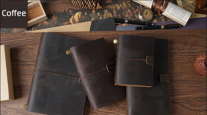 Genuine Leather Refillable Travel Journal – Handmade Retro Diary, Sketchbook & Notebook