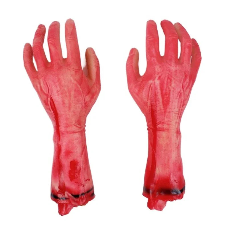 Halloween Fake Body Parts Props – Scary Bloody Human Brain, Heart, Hand, Finger, Leg & Foot Decorations for Halloween Parties, Haunted Houses & Horror Decor