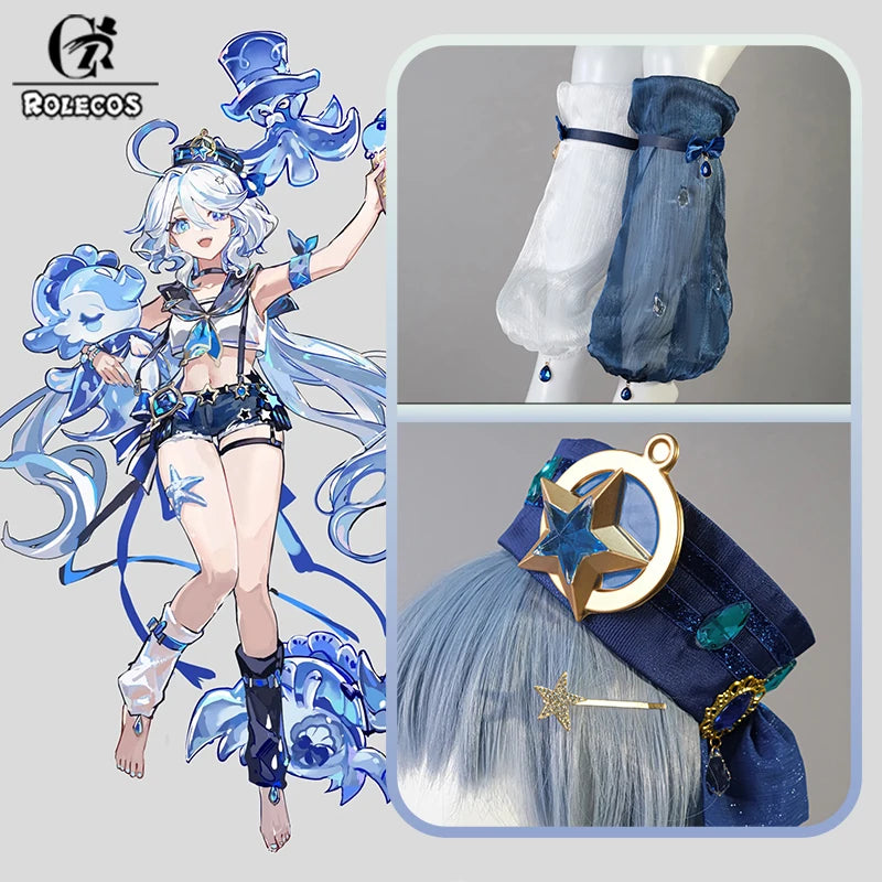 Genshin Impact Furina Cosplay Costume – Fanart Swimwear Swimsuit Outfit for Women, Halloween & Roleplay Costume Set