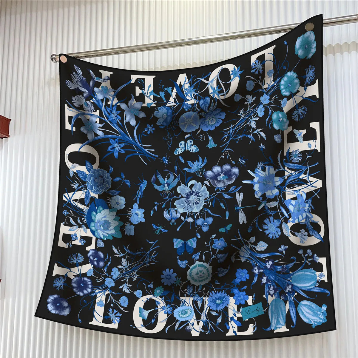 Foulard carré en soie 90 cm pour femme, motif floral, sergé de luxe, bandana, châle, hijab, cache-col, écharpe de tête