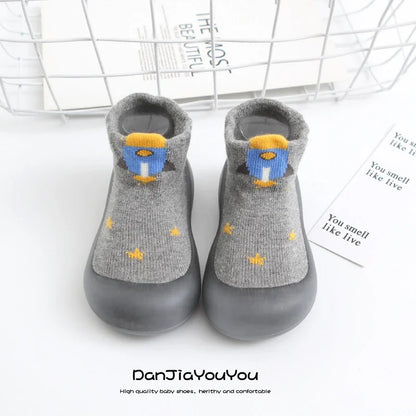 Zapatos y calcetines primeros pasos para bebés – Bonitas zapatillas de dibujos animados para bebés con suela de goma suave para niños y niñas
