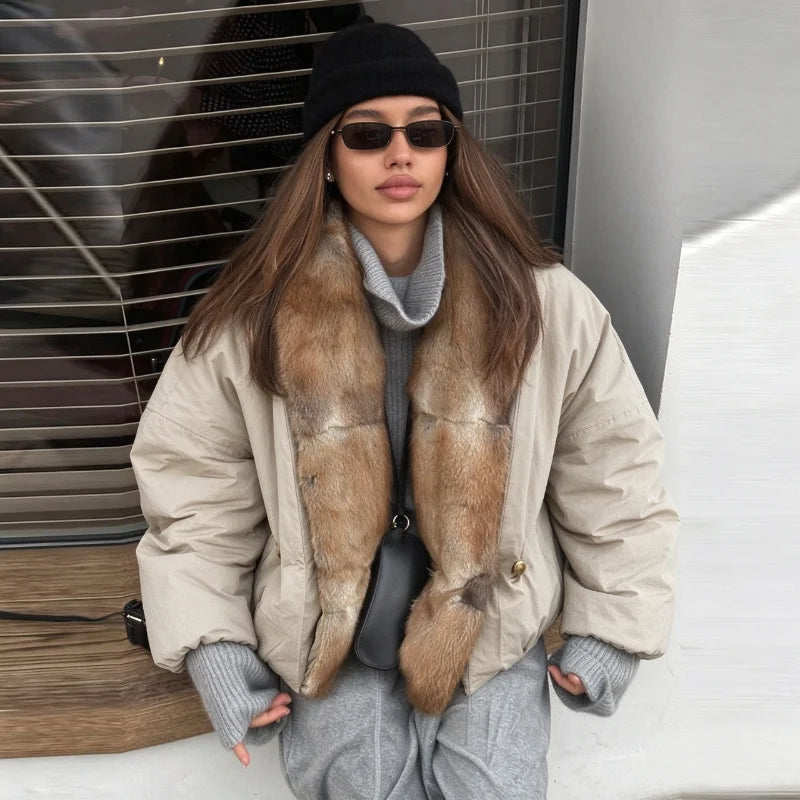 Women's 2026 Winter Thick Padded Coat Faux Fur Collar Long Sleeve Zipper Jacket Oversized Loose Fit Warm Casual Outerwear for Women