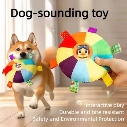 Plush Dog Disc Toy – Squeaky Bite-Resistant Chew Toy for Teeth Grinding, Boredom Relief, Self-Play & Energy Exercise