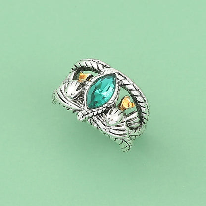 Ring of Barahir Inspired Green Crystal Ring – Vintage Gondor Fantasy Cosplay Ring for Men | Medieval Jewelry Gift