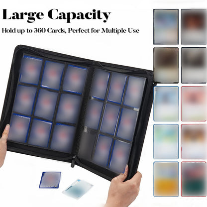 9 Pocket Zipper Trading Card Binder | 360 Card Holder Album with Premium PU Cover & Side-Loading Sleeves