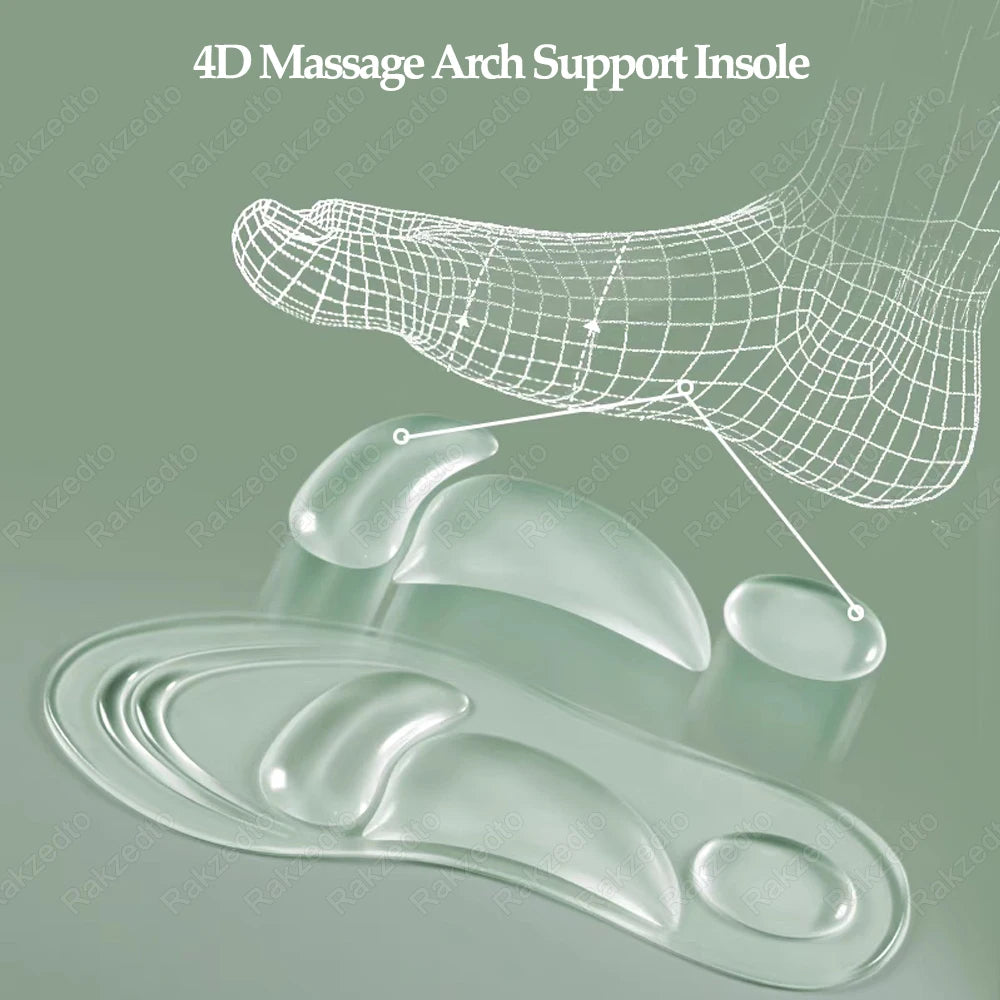 Medical Silicone Orthopedic Insoles for Women – Gel Arch Support Shoe Inserts for Flat Feet, Plantar Foot Comfort & Cushioning