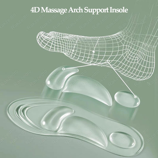 Medical Silicone Orthopedic Insoles for Women – Gel Arch Support Shoe Inserts for Flat Feet, Plantar Foot Comfort & Cushioning