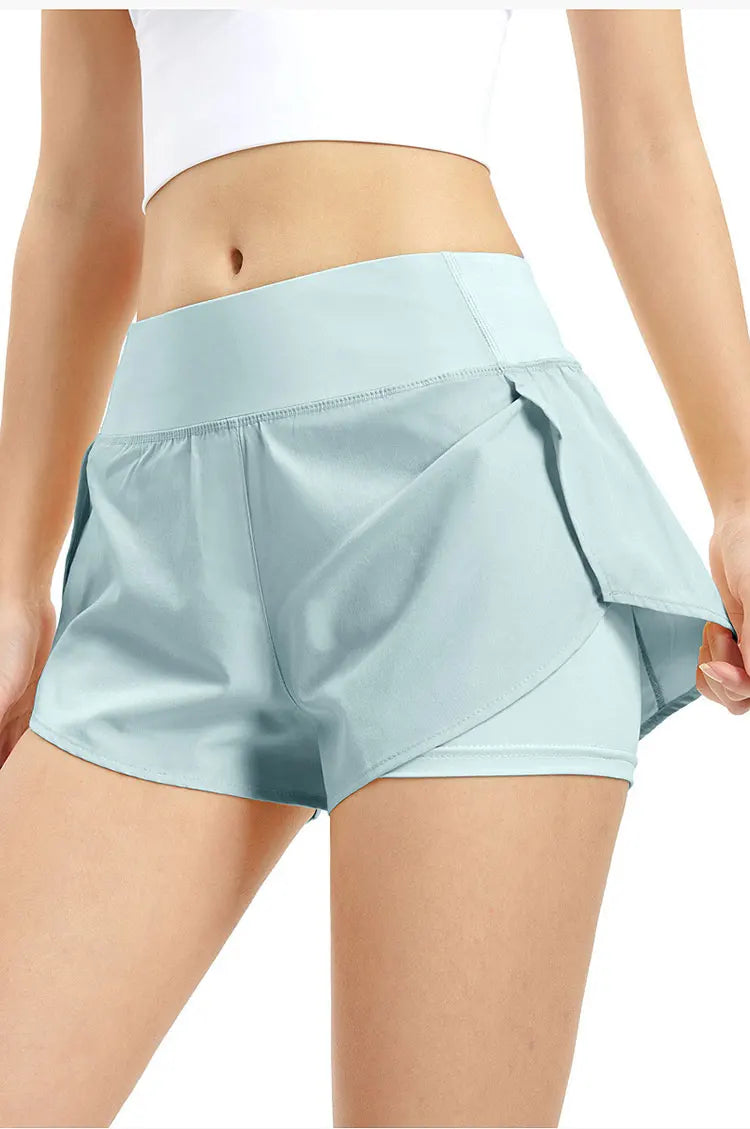 Women’s Sport Running Shorts Double Layer Yoga Gym Fitness Jogging Training Summer Short Pants