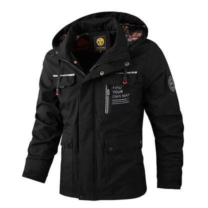 Men’s Casual Hooded Parka Jacket – Solid Color Outdoor Coat, Stylish Autumn & Winter Outerwear