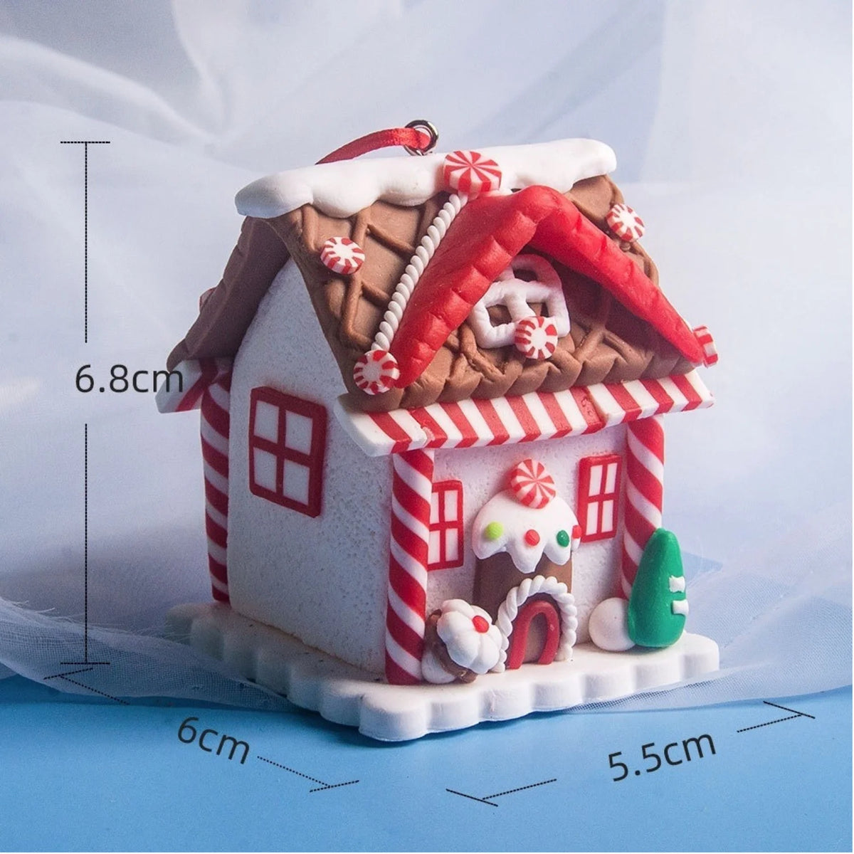 5PCS Gingerbread House Christmas Ornaments – Holiday Tree Hanging Decorations with Rope, Gingerbread House Decor for Xmas & Home
