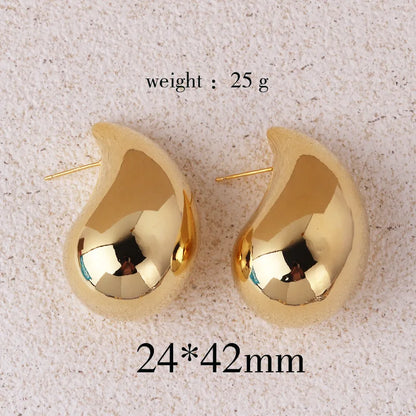Pendientes de gota de agua gruesos en color dorado de moda 2024 – Pendientes colgantes de lágrima brillantes para mujer, accesorios de joyería de moda llamativos, pendientes de estilo personal y regalo