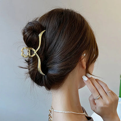 Elegant Geometric Bow Hair Claw Clip for Women – Vintage Large Metal Hair Clip Barrette Hair Accessory
