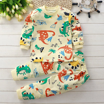 Conjunto de ropa de algodón para niños – Traje de otoño invierno para niños y niñas, cómodo conjunto de pijama de manga larga y pantalones, ropa informal de estar por casa para niños, ropa interior cálida y ropa de regalo de Navidad