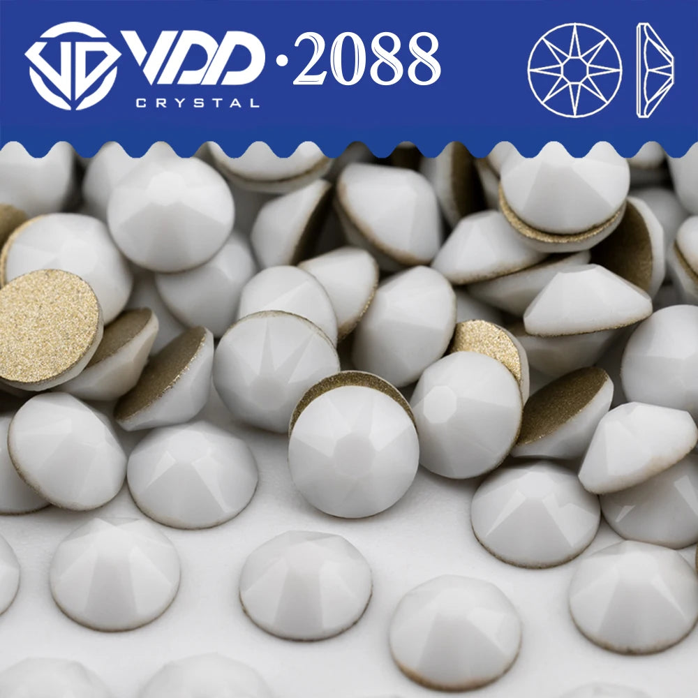 VDD 2088 Crystal Flower Nail Rhinestones – Non-Hotfix 8 Big & 8 Small Flatback Gems for Nail Art & DIY Decorations