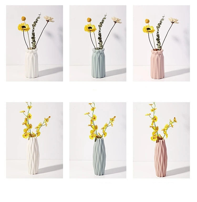 Nordic Modern Plastic Flower Vase – Minimalist Decorative Vase for Fresh Flowers & Home Décor