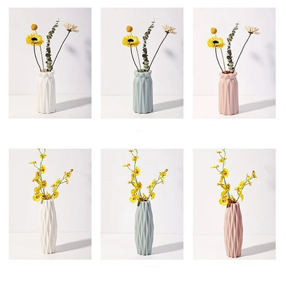 Nordic Modern Plastic Flower Vase – Minimalist Decorative Vase for Fresh Flowers & Home Décor
