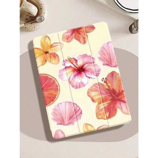 Funda de iPad INS Hibiscus Flower – Cubierta floral triple para iPad Pro de 10.2/11, iPad Pro 2020, iPad de 6ª/7ª/8ª/9ª generación, iPad Air 3/4/5 y Air 11