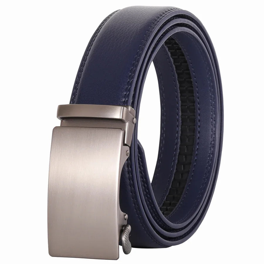 Plyesxale Men's Brown Leather Belt 2026 – Automatic Buckle Vintage Belt for Jeans, Luxury-Style Casual Waist Strap, Ceinture Homme B9