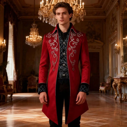 Men’s Steampunk Medieval Frock Coat – Renaissance Vintage Gothic Tailcoat Jacket, Victorian Court Coat for Cosplay & Costume Parties