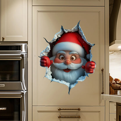 1PC Christmas Santa Wall Sticker – Waterproof PVC Peel-and-Stick Decal for Door, Window, Living Room, Home & Party Decor