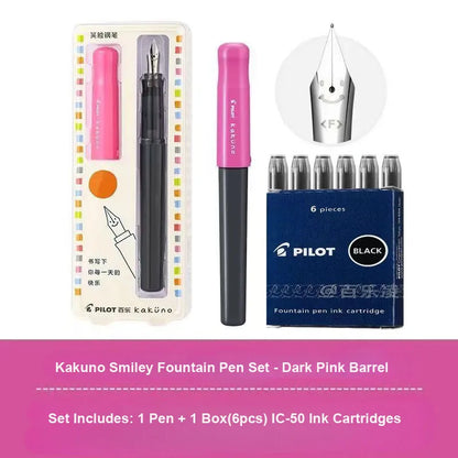 Pluma Estilográfica Pilot Kakuno – Bolígrafo de Escritura Antideslizante Fácil de Usar para Principiantes con Agarre Suave para Caligrafía, Diarios, Oficina y Colección de Papelería