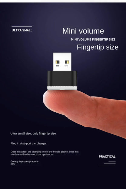 Mini USB LED Luz Ambiental Interior para Coche – Lámpara de Ambiente de Neón Plug & Play y Luz de Emergencia