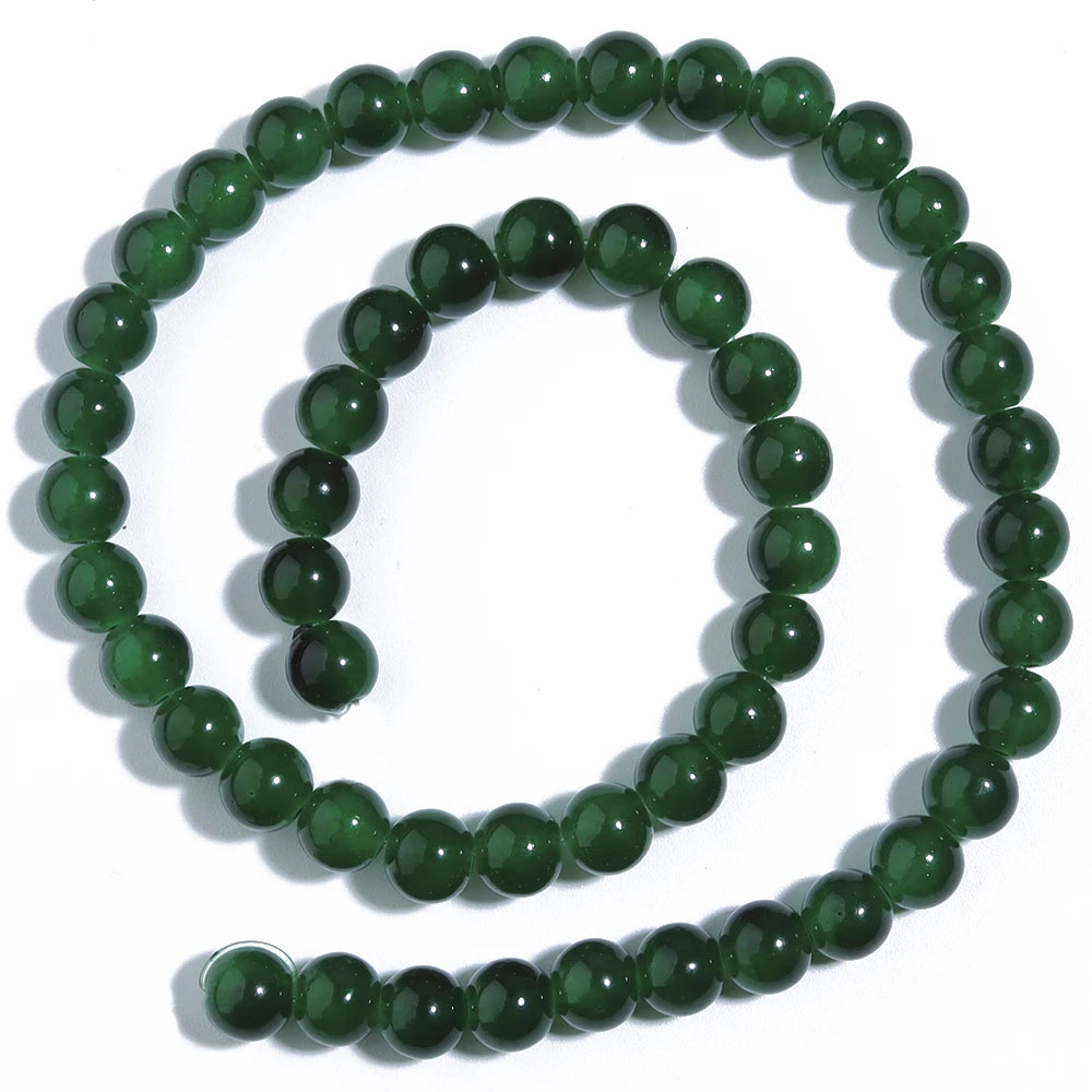 1 brin de perles de verre unies 6/8mm – Perles rondes intercalaires lâches pour la fabrication de bijoux DIY, bracelets faits main, colliers et accessoires d'artisanat