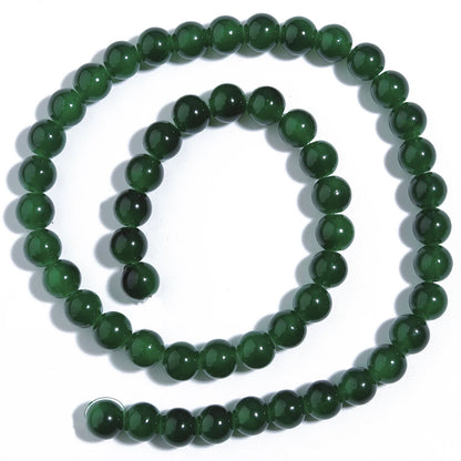 1 brin de perles de verre unies 6/8mm – Perles rondes intercalaires lâches pour la fabrication de bijoux DIY, bracelets faits main, colliers et accessoires d'artisanat