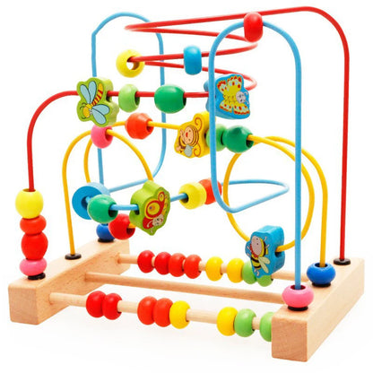 Jouet Montessori en bois de montagnes russes – Labyrinthe de perles pour bébé, boulier d'apprentissage des mathématiques pour les tout-petits de 1 à 3 ans, cadeau de développement éducatif précoce
