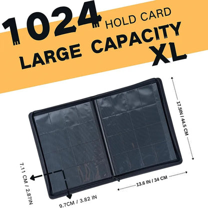 Carpeta de cartas TCG de 1024 bolsillos – Álbum grande con cremallera impermeable para colección de cartas Pokémon, Yu-Gi-Oh y otras cartas coleccionables