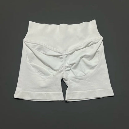 Pantalones cortos de gimnasio sin costuras con efecto Scrunch Butt para mujer – Pantalones cortos de yoga de cintura alta para correr, entrenar, fitness y ropa deportiva