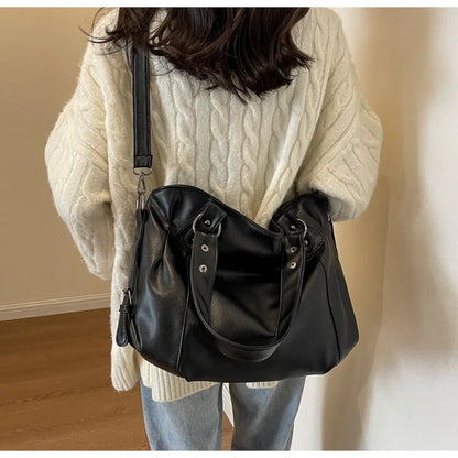 Women’s PU Leather Shoulder Bag – 2026 Fashion Handbag with Soft Interior Compartment, Contrast Color Design, Zipper Closure, Stylish Everyday Purse for Work, Travel & Casual Use