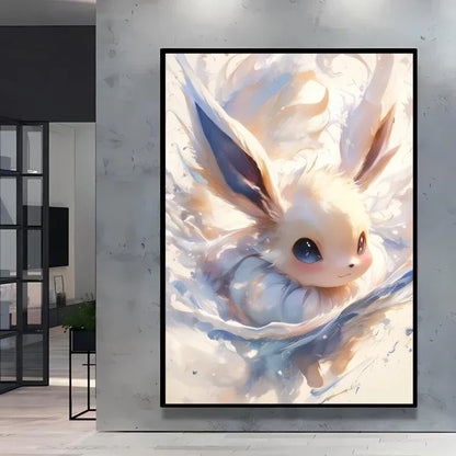 Pokémon Eevee Ink Style Canvas Wall Art – Fantasy Decorative Painting for Home & Room Decor