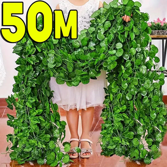 Guirnalda de Hiedra Artificial – Enredadera de Ratán de Hojas Verdes Falsas Realistas para Jardín, Decoración de Bodas, Decoraciones de Fiestas, Plantas Colgantes y Decoración del Hogar