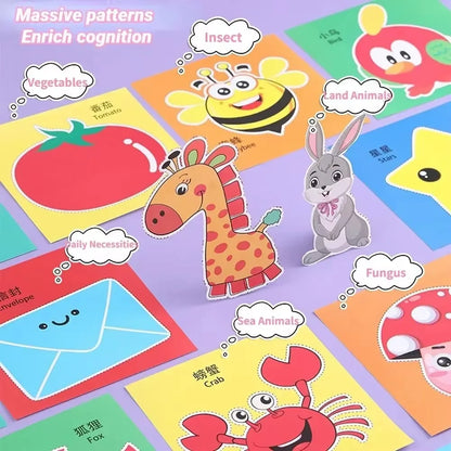 48-Piece Handmade Paper Cut Craft Book – DIY Cartoon Scrapbooking & Paper Art Kit for Kids